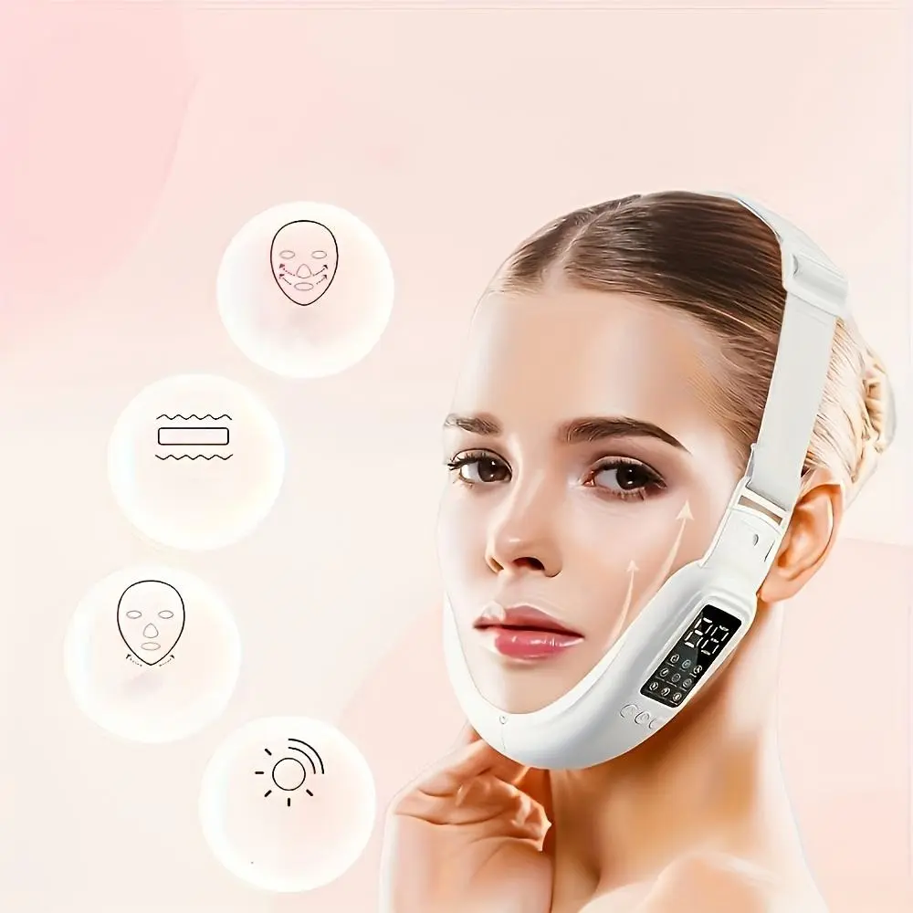 Facial Slimming Shaping Tool, Face Jawline Shaper, Comfortable Design, Electric Dual Chin Lifter V Face Lift, 8 Modes 15 Levels Adjustment