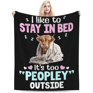 Highland Cow Blanket, Soft Plush Flannel Animal Throw Blanket - Cozy Warm Stuff Blankets Bedding Funny Cow Gifts for Women Girls Kids Adults