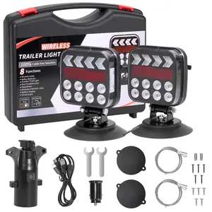 Magnetic Wireless Trailer Lights, Rechargeable LED Trailer Light for Towing Truck, Waterproof Tail Tow Lights Kit for RV Camper Boat Caravan, Portable Turn Signal Brake Running Stop