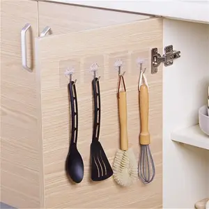 Waterproof Durable Transparent Hooks 10pcs, Strong Adhesive Wall Hooks, Self Adhesive Hooks, Multi-Functional Storage, Bathroom Kitchen Living Room Bedroom