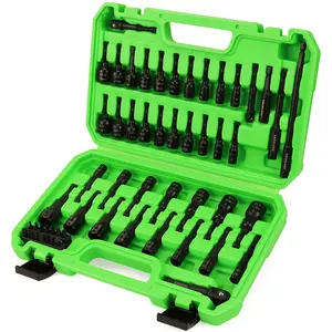 55-Piece Magnetic Nut Driver Set, Metric & SAE 1/4" Hex Shank, Impact Driver Socket Adapters, Snappy Driver Bit, Drill Bit Extension, 14PCS Screwdriver Set magnetic holder extension handle set Mechanical Tool  impact diy screwdriver hand  tools