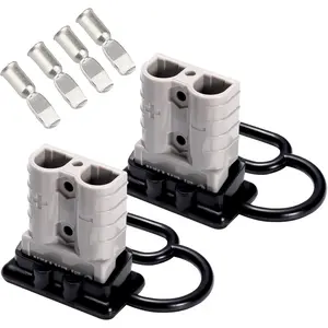 50A 6 AWG Battery Quick Connect/Disconnect (2 Pack) Wire Harness Plug, 12-36V Quick Connect Jumper Cables Battery Terminal for Car ATV Lifts Motors Trailer Towing Winch – Gray