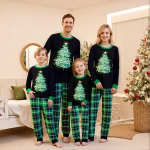 Baby Womens Christmas Family Jammies, Christmas Matching Holiday Pajamas, Tree Letter Plaid Print Xmas Pajamas Sleepwear Dad Mom Kids PJs