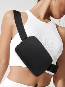 Lulu Same Style Waist Bag Nylon Waterproof Chest Bag Crossbody Outdoor Sports Running Unisex Belt Bag, Fashion Zip Closure, Perfect Christmas Gift
