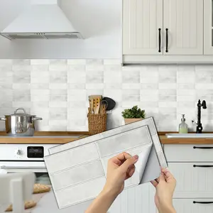 Brick Peel Stick Tiles 15x30cm, Waterproof Oilproof Kitchen Backsplash, Removable Easy Install Wall Decal, Universal Use