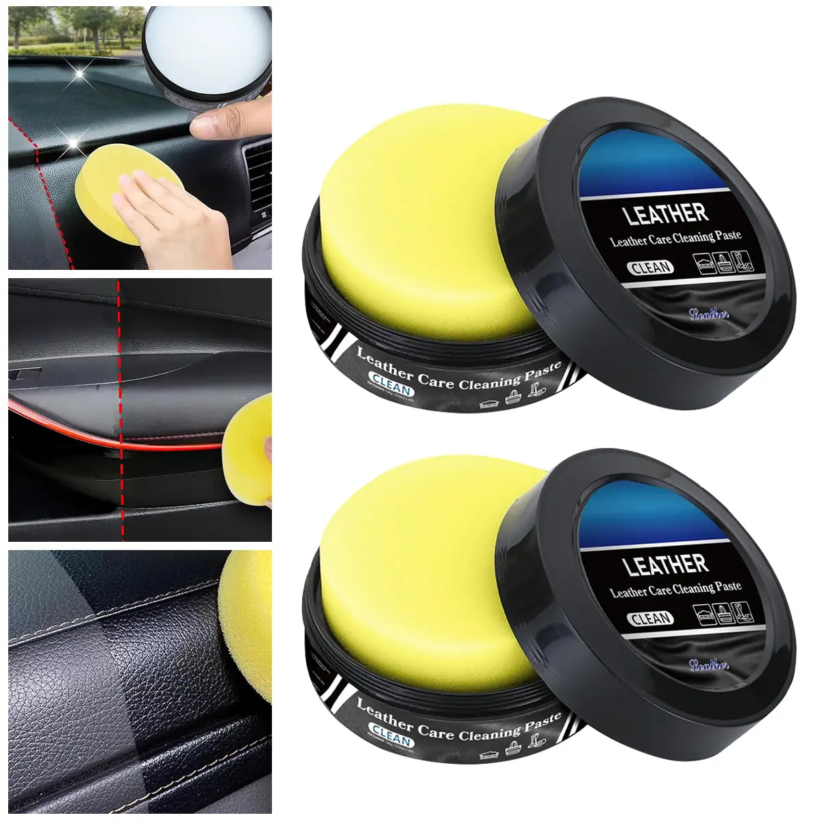 Car Leather Cleaning Cream, Multifunctional Car Leather Care Cream, Suitable for Car Seat, Leather Bag, Handbag, Clothes, Shoes