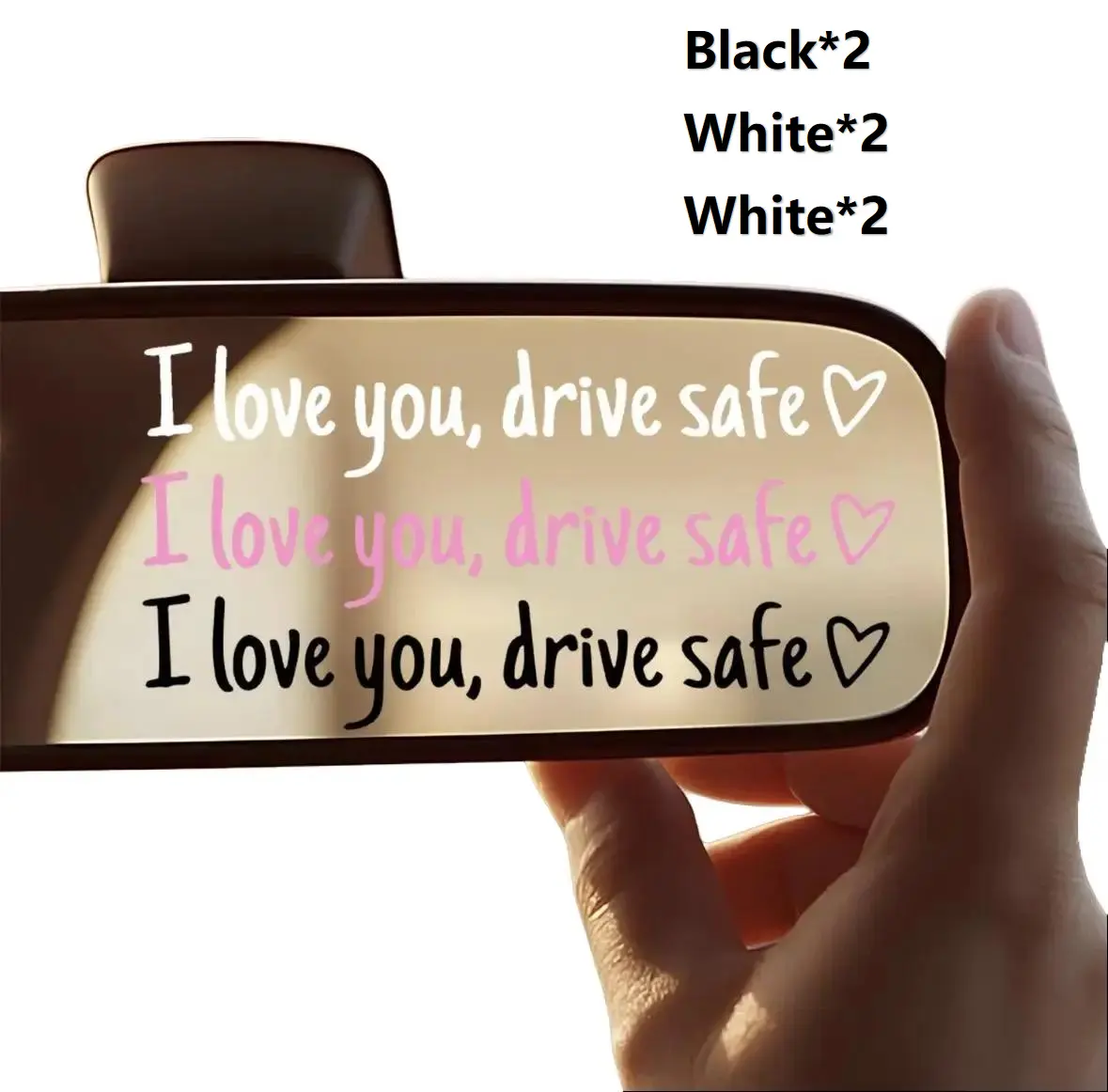 6PCS Universal Car Mirror Vinyl Decals - Romantic "I Love You Drive Safe" Rearview Mirror Stickers, Automotive Exterior Safety Accessories