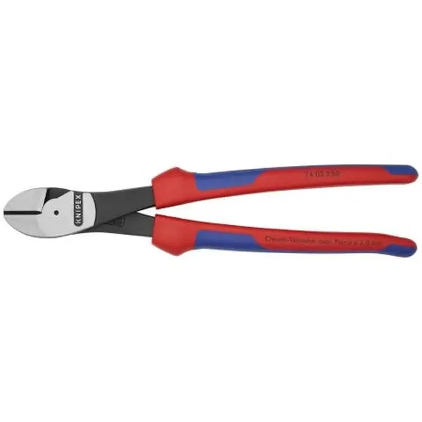 KNIPEX (74 02 250 SBA) 10" High Leverage Diagonal Cutters, Steel, High Performance, Induction Hardened, Precision Cutting, Tough Use