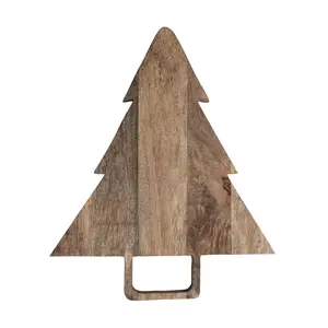 Mango Wood Tree Shaped Cheese/Cutting Board with Handle, Natural
