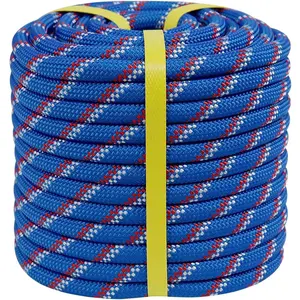Braided Arborist Rigging Rope 1/2 in x 200 ft 48 Strands for Tree Work Pulling Swing Blue White Red CE Certified High Strength Abrasion Resistant