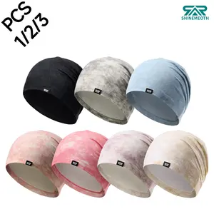 1/2/3Pcs Outdoor Hiking Running Hat Set, Breathable Quick-Dry Sweat Absorbent Pile Cap, Sweat Wicking Beanie, Sun Protection Summer Skullcap, Sleep Hair Protector Beanie Hat Unisex Lightweight Cotton Skull Cap Chemo Cap for Running Cycling