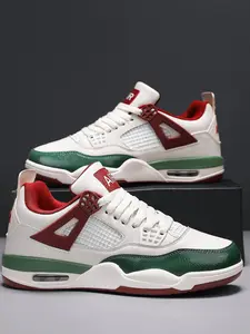 Breathable Leather Mesh Sport Shoes, Shock Absorption Sneakers, Anti-Slip Sole, Unisex Basketball Shoes, Outdoor & Skateboarding Shoes