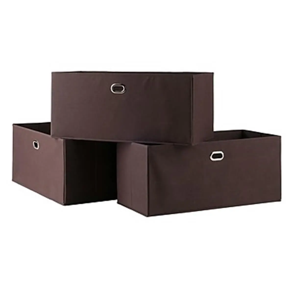212 MAIN Torino 3-Piece Folding Bookcase with Fabric Basket Set - 2-Tiered, Stackable, Solid Wood Indoor Storage Shelf Unit