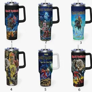 Iron Maiden 40oz Tumbler With Handle – Insulated Stainless Steel Travel Mug, Heavy Metal Fan Gift