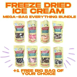 THE MEGA-BAG EVERYTHING VARIETY BUNDLE - FREEZE DRIED ICE CREAM - 9 MEGA Bags - CHOOSE One Free MEGA BAG