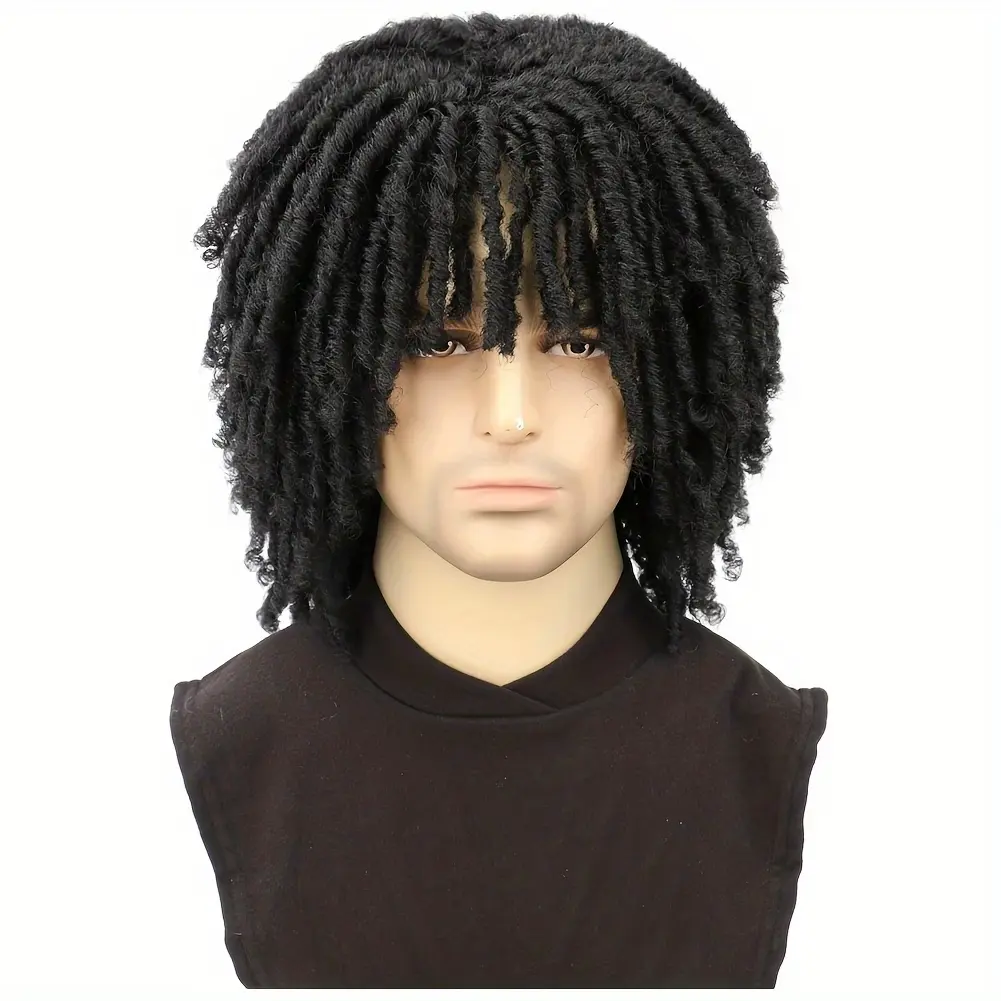 IVROSE HAIR 6 Inch Men Dreadlock Wig Short Braided Synthetic Wig Layered Breathable for Daily Wear Black Wig