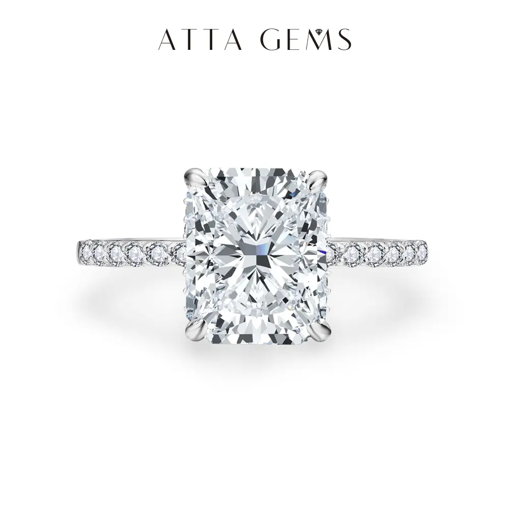 ATTAGEMS Women's 4.0CT D Color VVS1 Synthetic Moissanite Radiant Cut 10*8mm Sunset Color Solitaire Engagement Ring, Elegant Anniversary Gift, Engagement Rings for Women summerwins, Radiant Cut Ring Engagement,summerwins