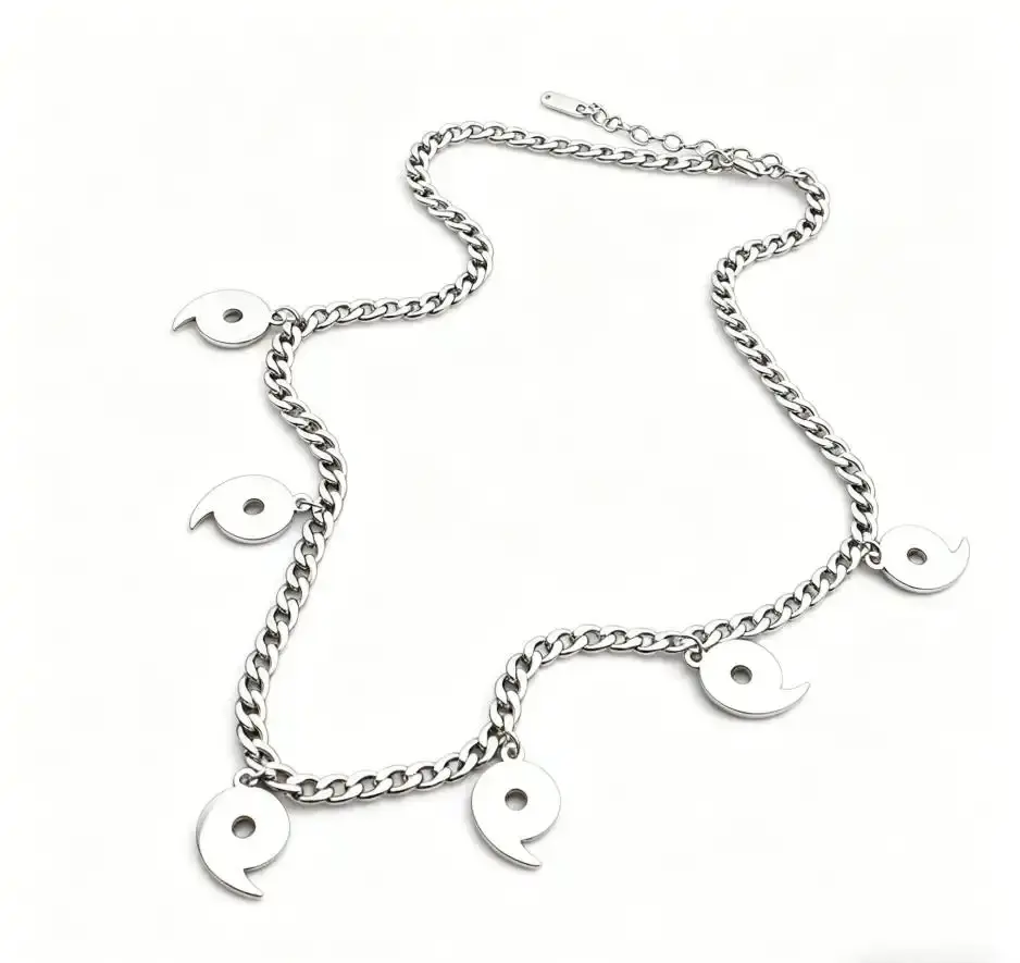 Naruto Magatama Necklace, Stainless Steel Anime Ninja Pendant, Unisex Cosplay Choker Jewelry, Otaku Gift for Naruto Fans Men Women Teens