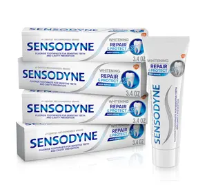 Sensodyne Repair and Protect Wh!tening Toothpaste - Pack of 4 (3.4 oz) for Sensitive Teeth and Cavity Prevention - Oral