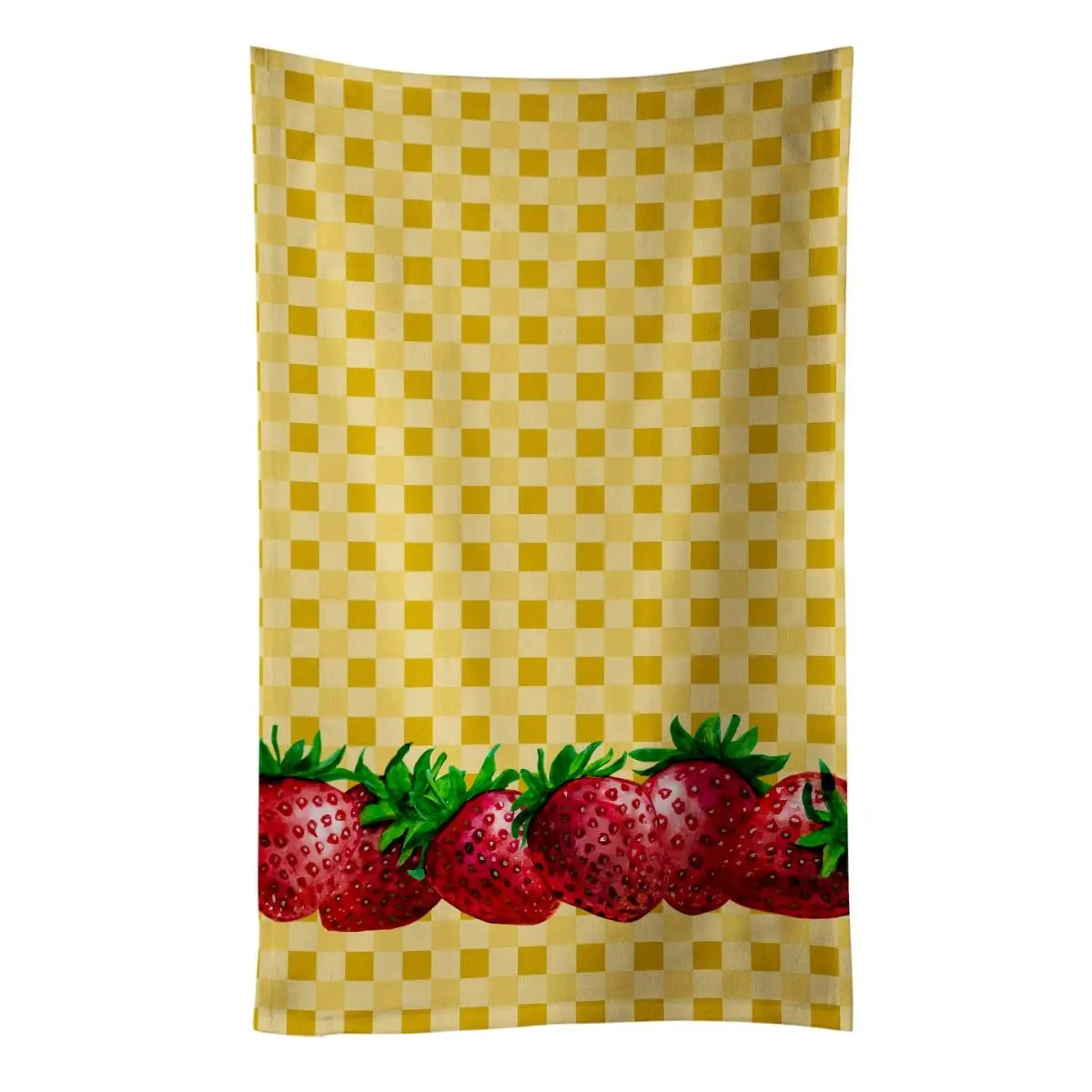 212 MAIN Soft Cotton Kitchen Towel (15x25 in) - Smooth Terry Plush Velvet Fabric, Strawberries on Basket Weave Design, for Home & Kitchen Cleaning