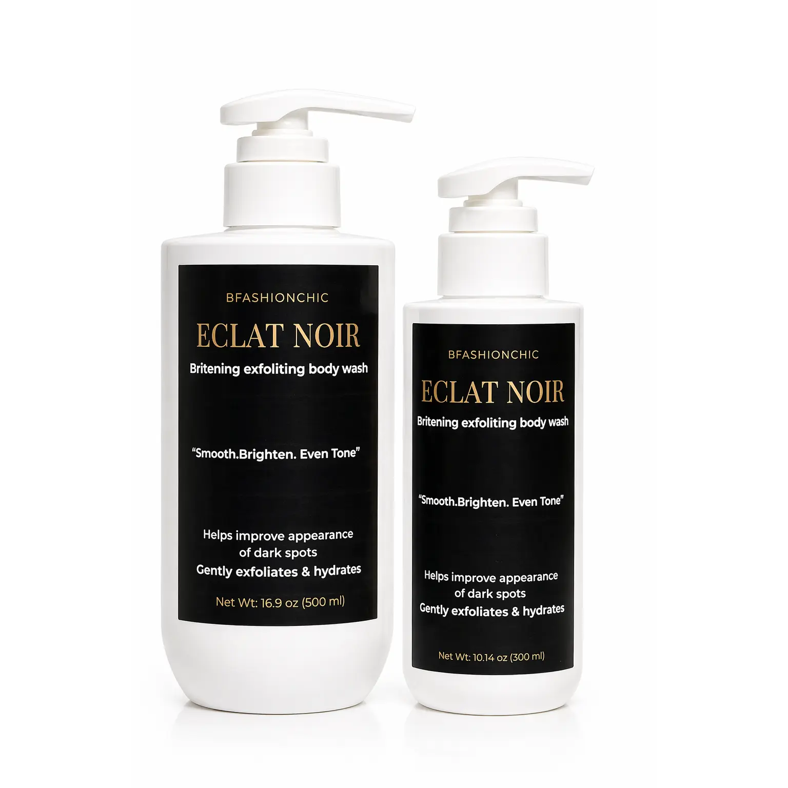 Eclat Noir Brightening Complex Glow Set - 3-Step Korean Skincare Kit with Vitamin C & Licorice Complex, Cleanser, Body Wash, Moisturizer, Nourishing Exfoliant for All Skin Types, Smoother Skin & Radiance