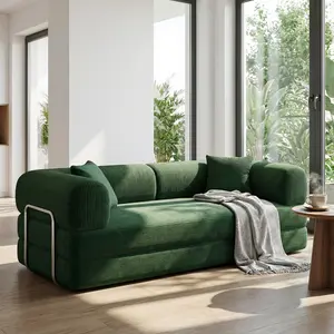 78.8" Convertible Floor Sofa Bed, Modular Corduroy Futon Couch with Pillow Back Support & Armrests, Boneless Compression Sofa for Living Room Bedroom Apartment