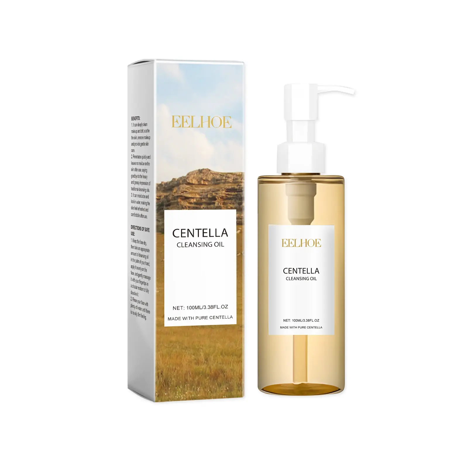 Centella Light Cleansing Oil, Pure and light oil, with refreshing and cleaning effect, makeup remover and moisturizer, pore cleansing formula designed for sensitive skin, Korean facial cleanser, dual cleansing product