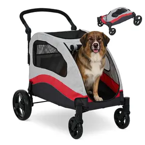 Extra Large Dog Stroller for Big Dogs Up to 88 Lbs – Heavy Duty Pet Stroller with 360° Swivel Wheels & Shock Absorption, Removable Washable Pad, Foldable Design for Travel, Vet, Hiking, and Shopping