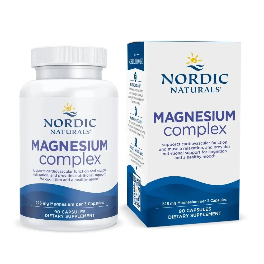 Nordic Naturals Chelated Tri-Mag Blend Dietary Magnesium Mineral Complex Bottle, 90 Ct, Boosts Absorption, Supports Heart & Brain Health, Adults' Deficiency Solution, Non-GMO, Vegan Supplement Routine Addition