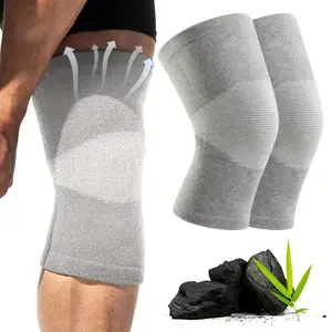 2pcs- Bamboo Charcoal Compression Knee Sleeves, Knee Brace for Women & Men, Elastic Knee Braces, Knee Support for Running, Workout, Basketball, Badminton, Tennis, Fitness Exercises, Yoga- Add pressure to the knees (Pair Gray/ One Size Fits
