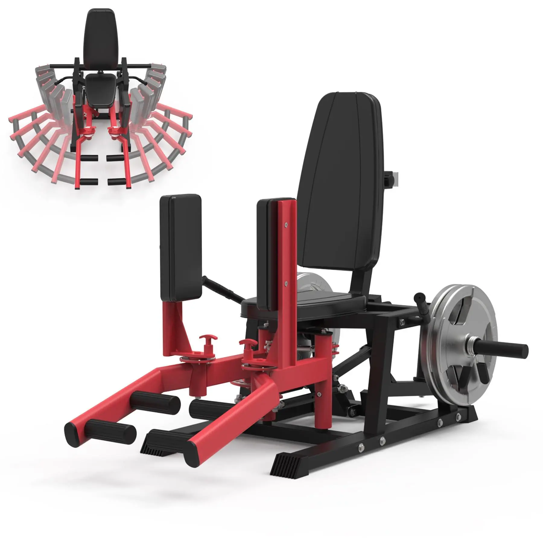 Red Hip Abductor-Adductor Machine, Inner & Outer Thigh Trainer with 6-Level Gear System, 4-Position Backrest Adjustment, Steel Construction, Multi-Angle Support, Home Gym Equipment