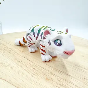 Rainbow White Tiger Articulating Figurine