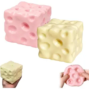 Big Cheese Squishy, Jumbo Squishy Cheese Luck Squeeze Cheese Stress Ball, Soft Slow Rising Cube Block Sensory Fidget for Stress Relief, Relaxation, Desk Play, Adults Gift
