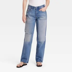 Women's Mid-Rise Patchwork 90's Baggy Jeans - Universal Thread