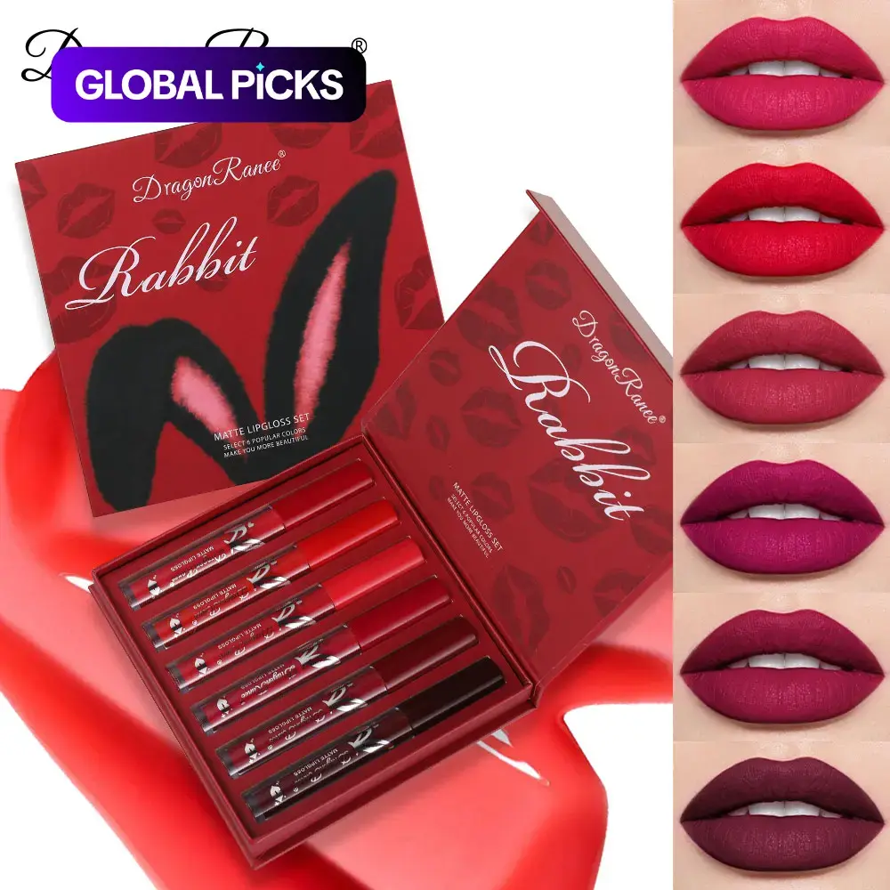 Six-Piece Lip Gloss Gift Box Set, Long-Lasting Matte Liquid Lipstick, High-Pigment Waterproof Lip Stain, Matte Lip Gloss, Lip Products Makeup #GLOBAL PICKS
