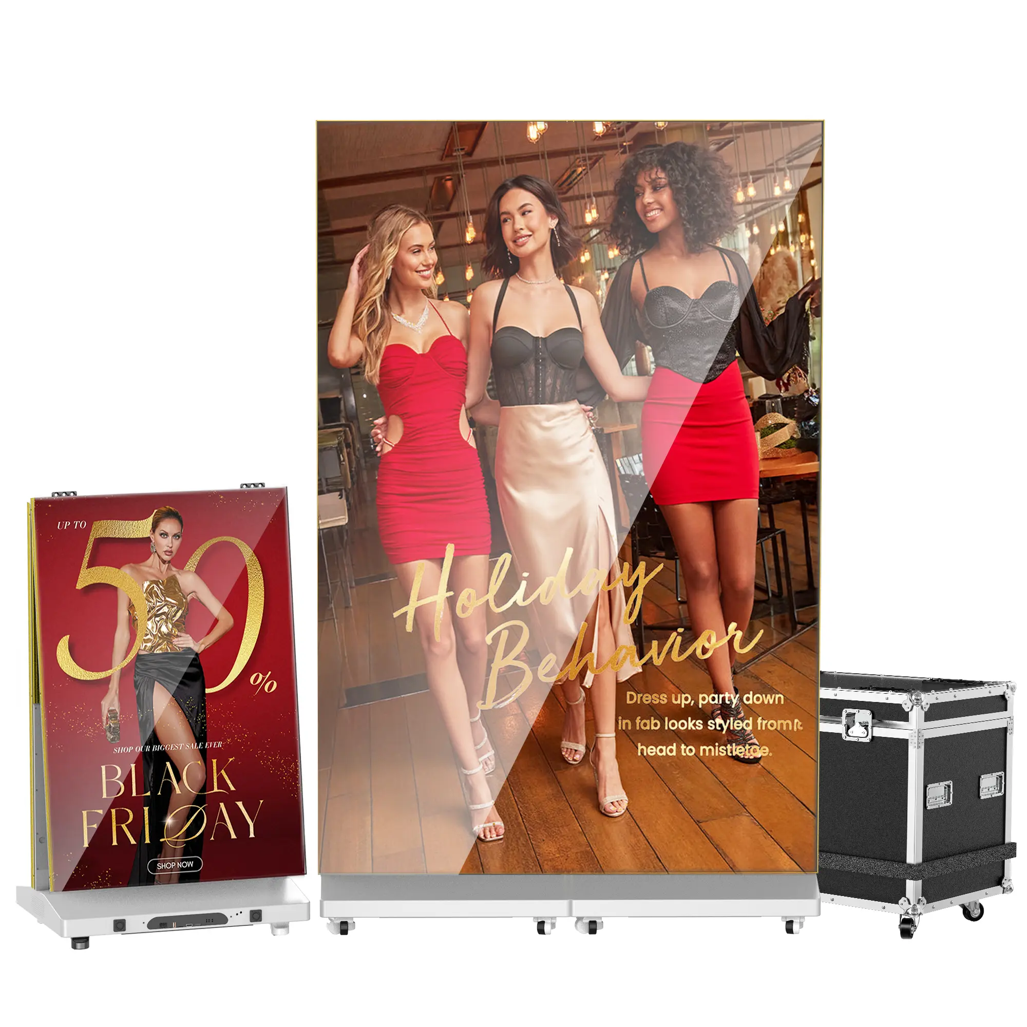 OHYEAHSPIN 80" Size Spliceable LED Digital Signage Display - P1.86 High Resolution, 344x1032, Foldable Kiosk, Flight Case, Timer Switch, WiFi Enabled Connectivity, USB-HDMI, Advanced Control, Publishing System (1 Panel for Events)
