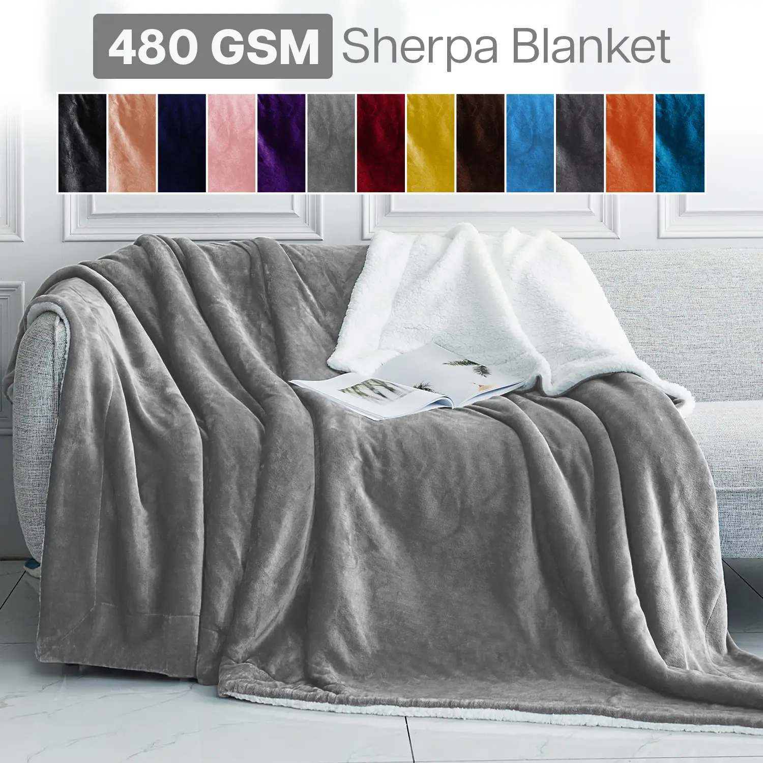 Imperial Homeware Ultra-Soft Luxury Sherpa Fleece Blanket Dual-Layer Plush Warm & Lightweight Throw for Cozy Nights Available in Queen, Twin and Throw