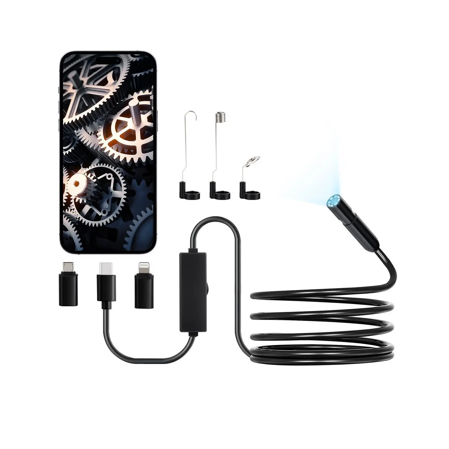 【DealsForYouDays】VEVOR Endoscope Camera with Light, 1920P HD Borescope for Android & IOS, 8 LED Lights Inspection Camera with 10FT Semi-Rigid Cable, 2X Zoom, IP67 Waterproof Snake Scope Camera for Auto, PlumbingSummervibes