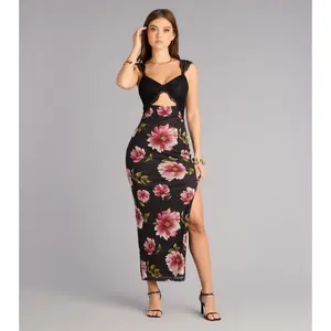 Love Language Floral Lace Slit Maxi Dress