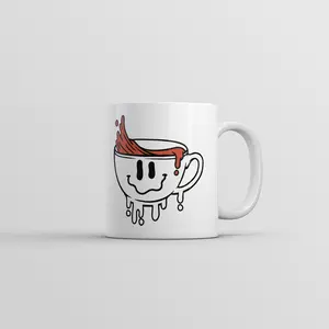 Dripping Melting Smiling Coffee Cup Mug Funny Novelty Gift Cup - 11oz Funny Coffee Mugs Ceramic Printed Drinkware Cup