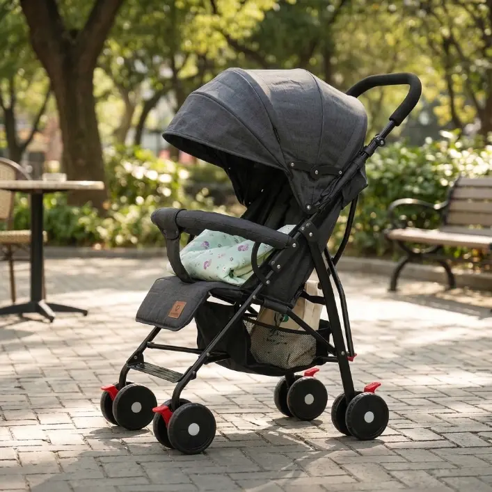Simple and convenient baby stroller – lightweight, with compact folding, multiple reclining positions, and equipped with a sunshade – umbrella-style travel stroller