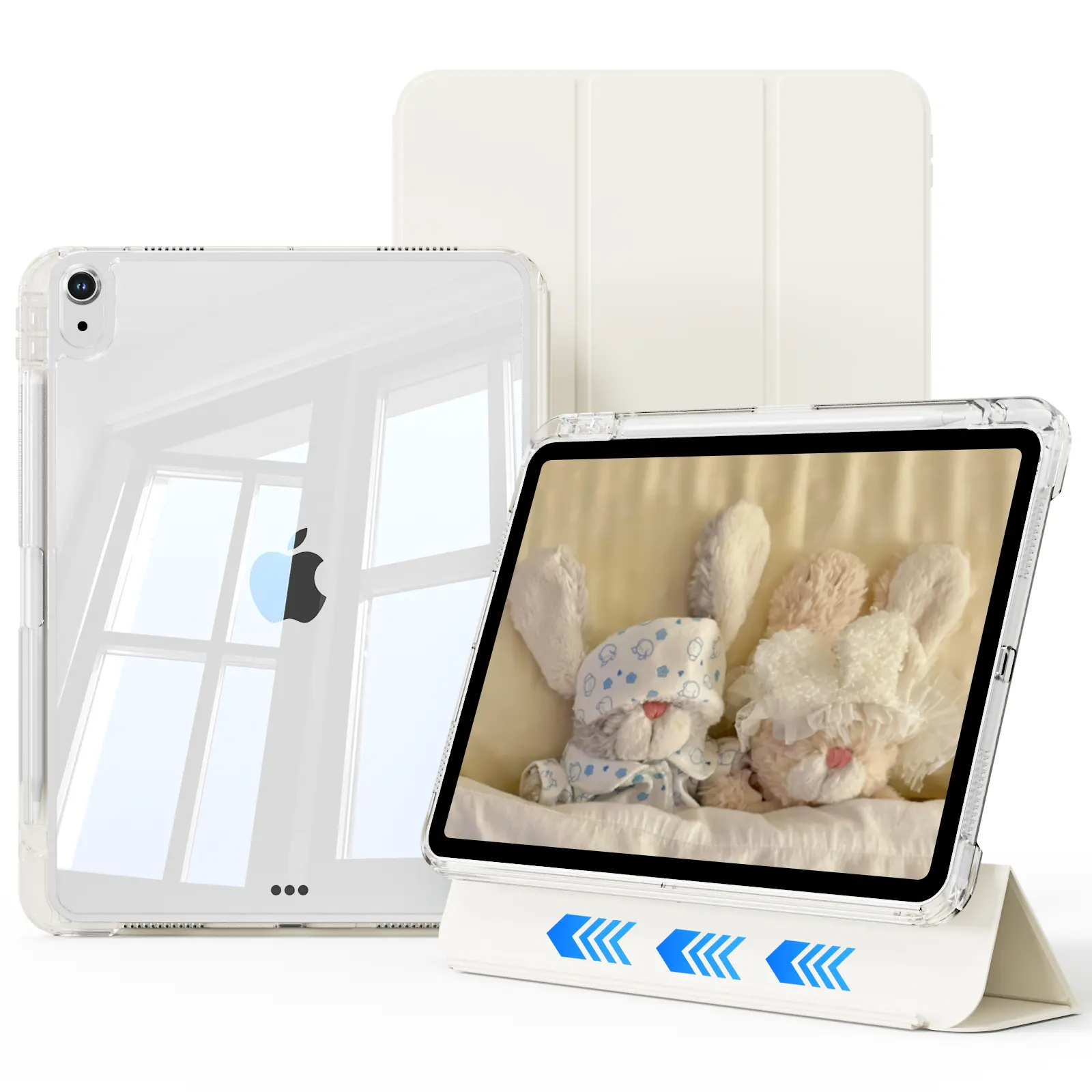 Kenke Detachable 2-in-1 iPad Case, Rail-Type Stand, Clear Back & Built-in Pencil Slot. For iPad 11th Gen 11" (A16), 10th Gen, Air 7th/6th Gen 11" (M3/M2), 9th/8th/7th Gen, Air 5th/4th Gen 10.9"