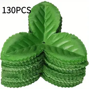 130 artificial rose leaves | Realistic green leaves for wedding bouquets, wreath making, Christmas, Thanksgiving, St. Patrick's Day, Valentine's Day decorations, Flower Arrangements | Fabric material, suitable for home and garden use