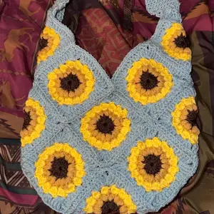 Sunflower crochet granny square purse handmade