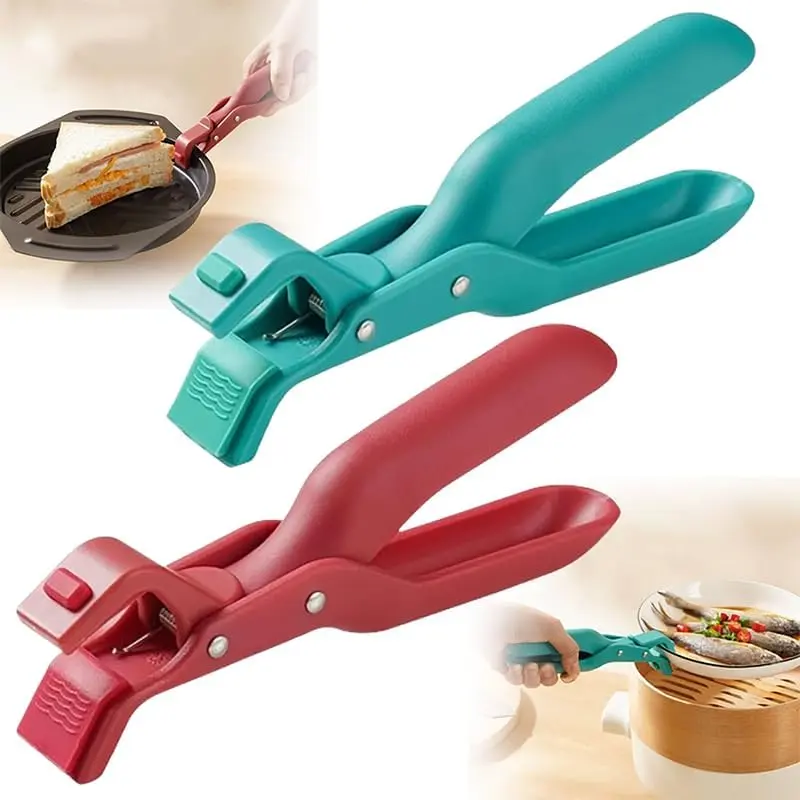Counts Hot Plate Gripper – Multi-Purpose Anti-Scald, Heat-Resistant No-Slip Tool for Hot Bowls, Plates & Pans, Serving Holder Clip for Kitchen, Red & Green