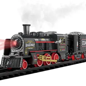 Train Set for Under Christmas Tree, Electric Train Toy with Smokes, Lights and Sound, Train Model with Track, Birthday Gifts, Christmas Gifts