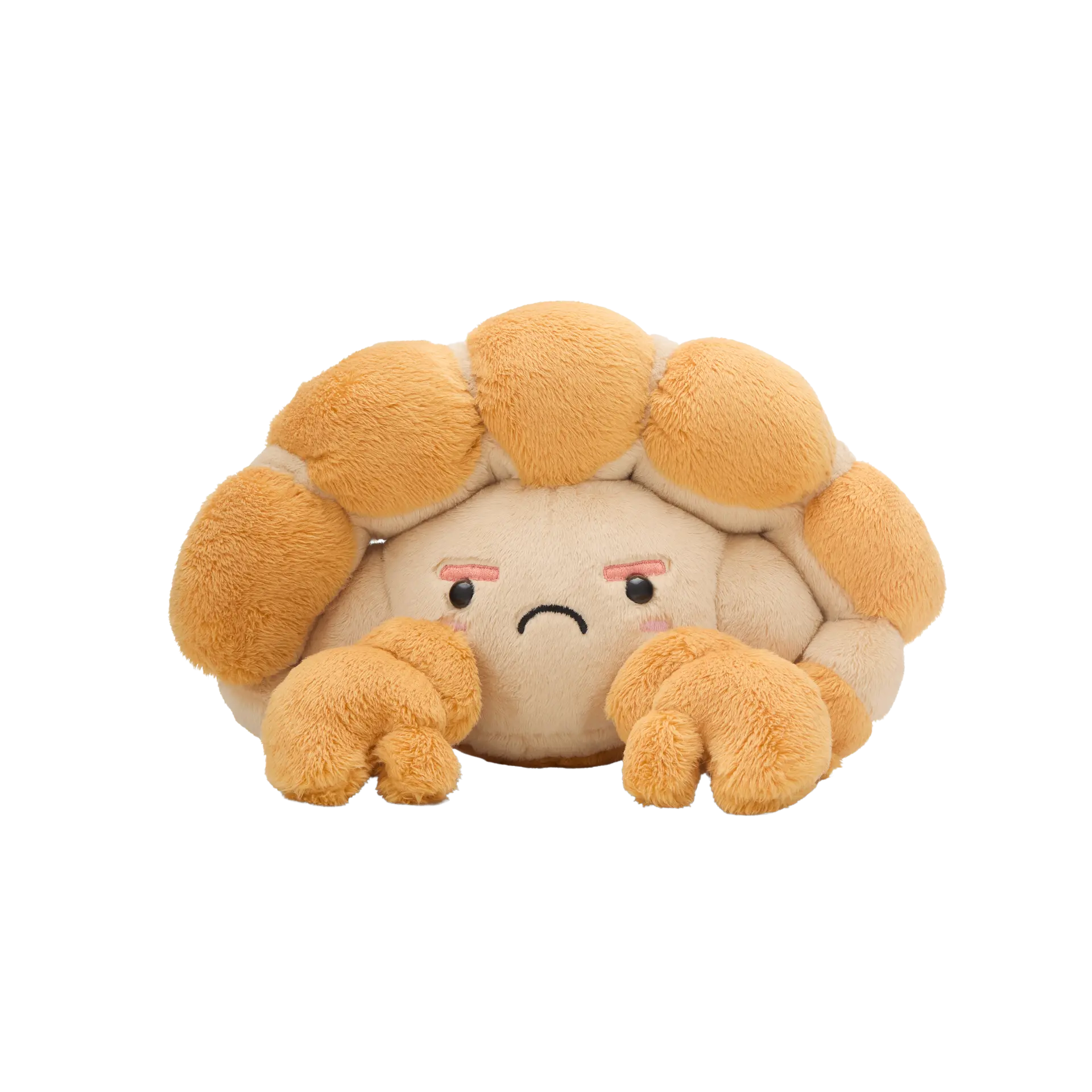 Claude: Grumpy but cute Croissant Crab Plush Toy 6x10x4in Polyester Fiber Ultra Soft PP Cotton CPC Certified
