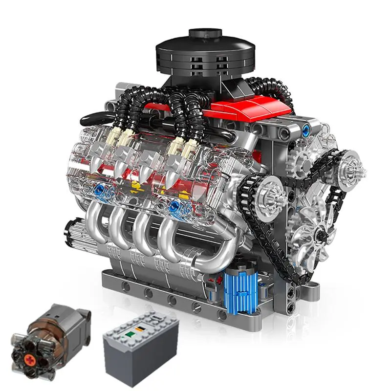 V8 Car Engine Motor Building Blocks Set, Stem Building Block, Creative Building Blocks, Engine Model Construction Bricks Kit, Steam Toys for Children Adult Teens, Building Block Sets, Buildable Blocks Kit