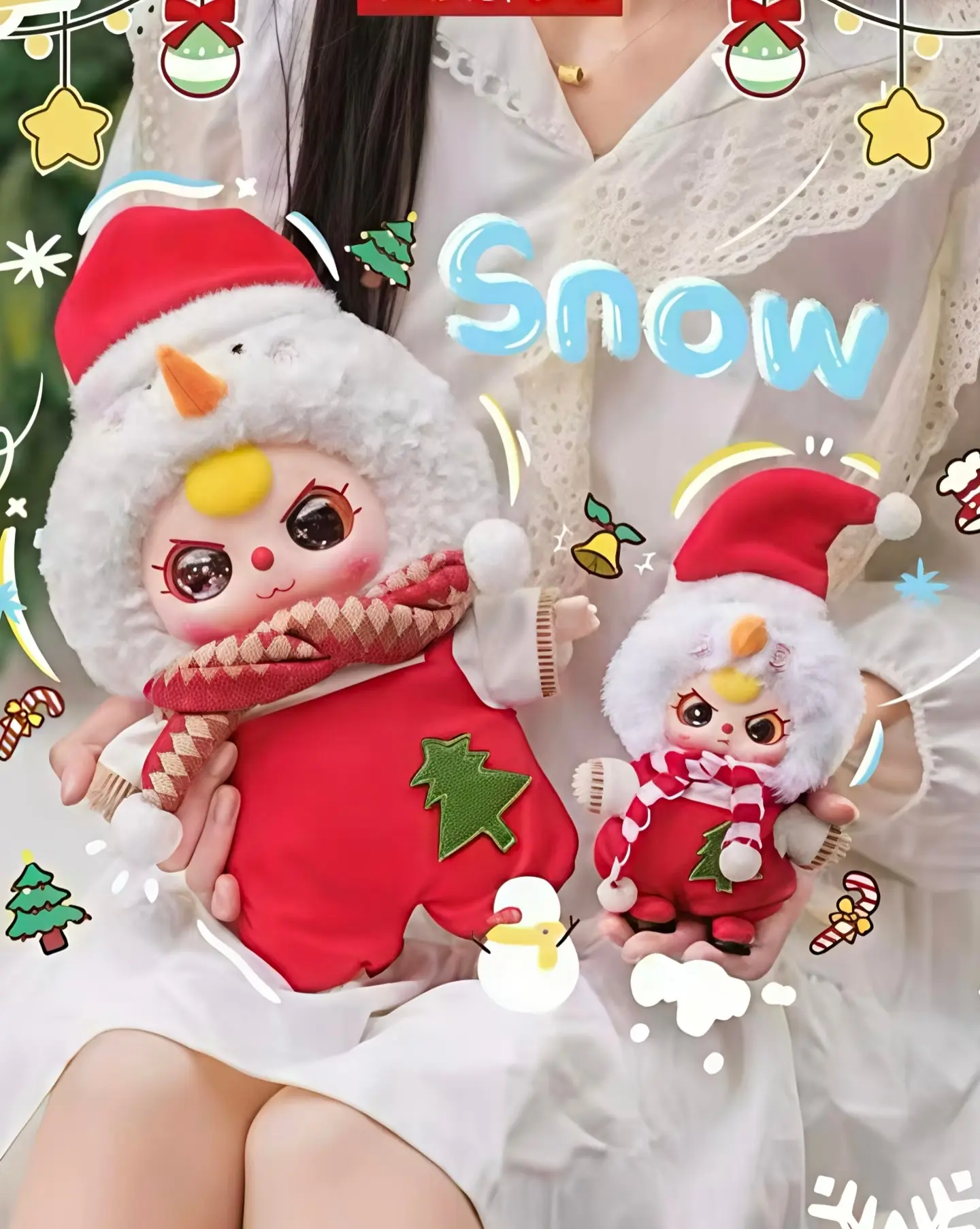 baby threeV2 400% Merry Christmas Series Plush Blind Box, Kawaii Stuffed Animals, Soft Stuffed Collectible