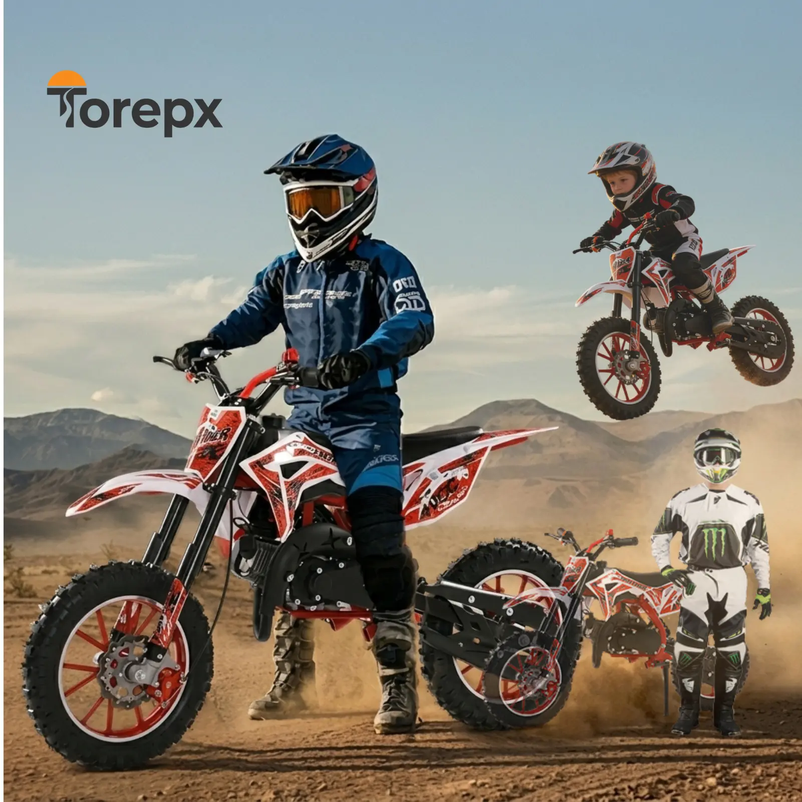 【DealsForYouDays】Torepx Kids Dirt Bike Ride-on-toy Motorcycle for gift for Childhood Days Red & Blue summerwins